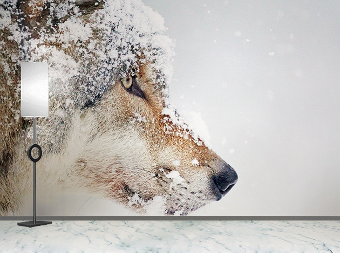 포토 벽지-18PH343 늑대 눈풍경 3폭(주문 제작도 가능)