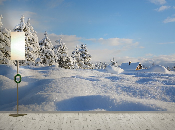 포토 벽지-18PH415 눈풍경 겨울 3폭(주문 제작도 가능)
