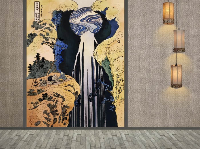일본화 벽지 20O031 가츠시카 호쿠사이 기소가도 뒤편의 아미타 폭포 1폭(주문 제작도 가능)