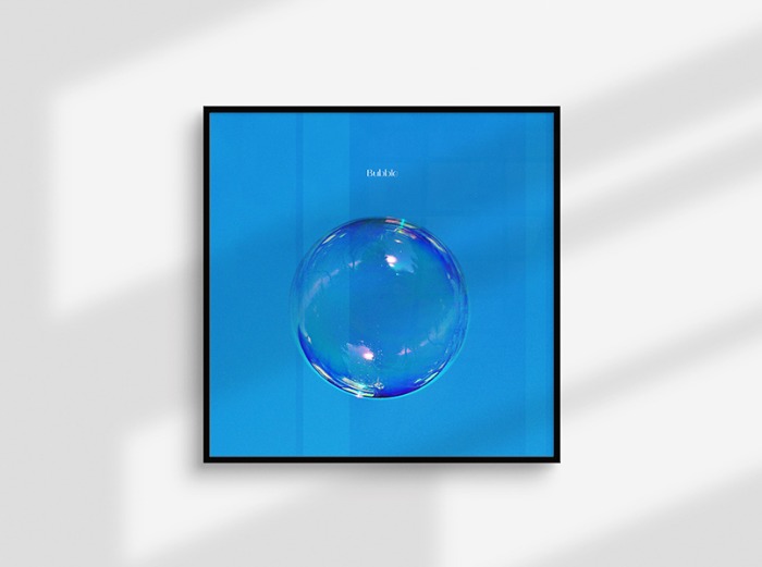 프레임액자(정사각)-22if002S-물방울 투명 파란색