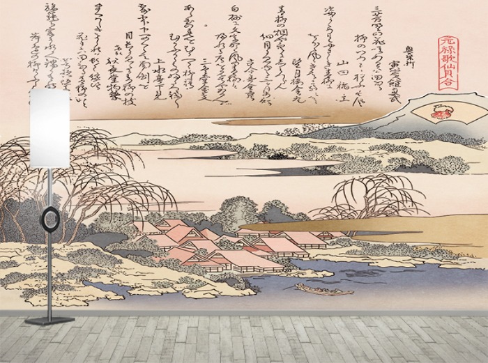 일본화 벽지 21o010 가츠시카호쿠사이의 풍경화 3폭(주문 제작도 가능)