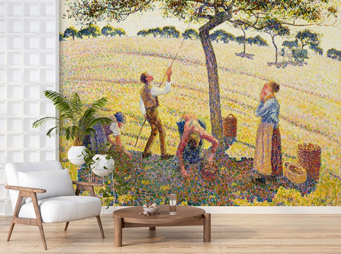 명화벽지 23p154 - Camille Pissarro 카미유 피사로 Apple Harvest 사과 나무 재배 수확 풍경 3폭(주문 제작도 가능)