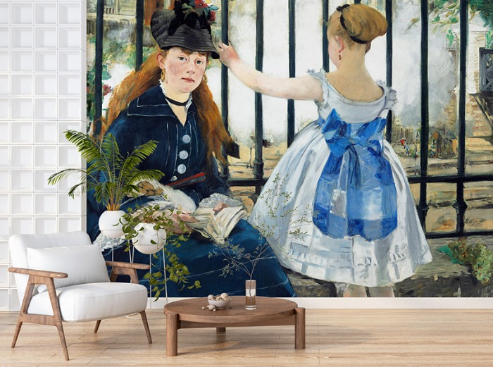 명화벽지 23p100 - Édouard Manet 에두아르 마네 The Railway 기찻길 소녀 엄마 사람 인물 3폭(주문 제작도 가능)