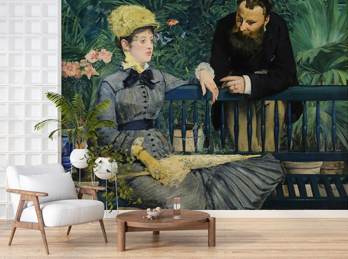 명화벽지 23p099 - Édouard Manet 에두아르 마네 In the Conservatory 온실 사람 인물 3폭(주문 제작도 가능)