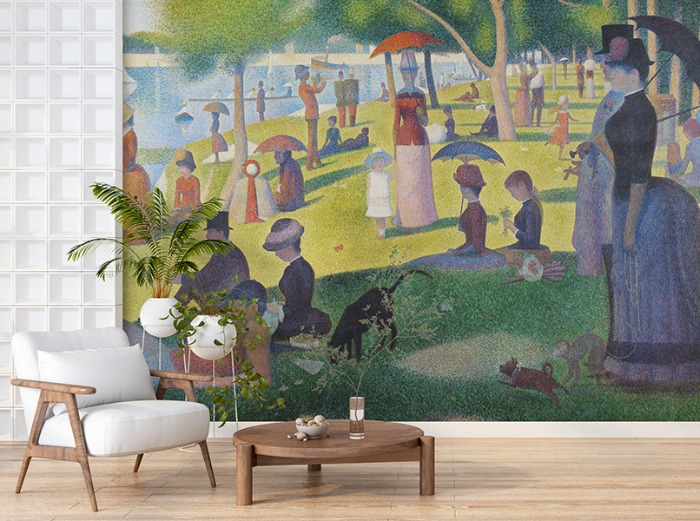 명화벽지 23p222 - Georges Seurat 조르주 쇠라 A Sunday on La Grande Jatte 그랑드자트 섬의 일요일 오후 사람들 인물 여유 풍경 3폭(주문 제작도 가능)