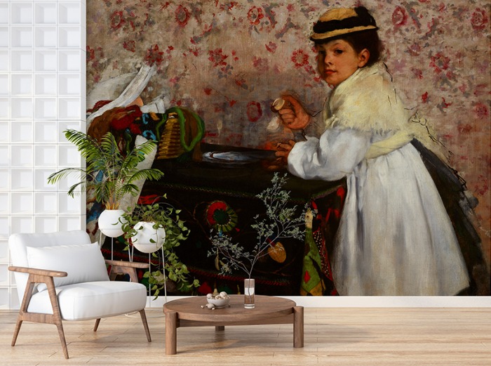 명화벽지 23p102 - Edgar Degas 에드가 드가 Portrait of Mlle. Hortense Valpinçon 소녀 사람 인물 3폭(주문 제작도 가능)