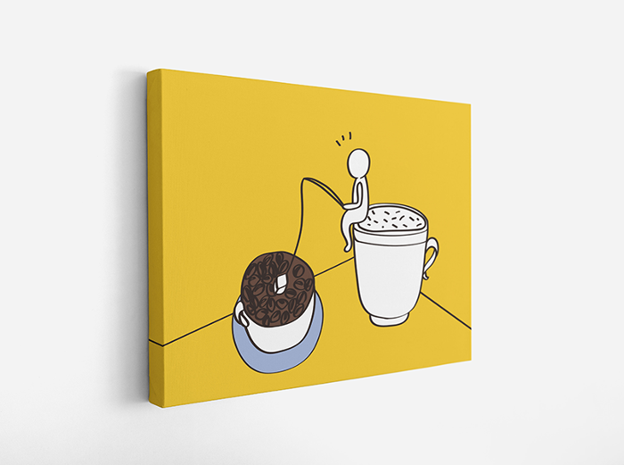 캔버스 액자 (직사각) -13I016AF 커피 여유 캐릭터 도넛 COS 일러스트