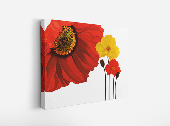 캔버스 액자(직사각)-09F008AF 빨간꽃 일러스트 액자 꽃