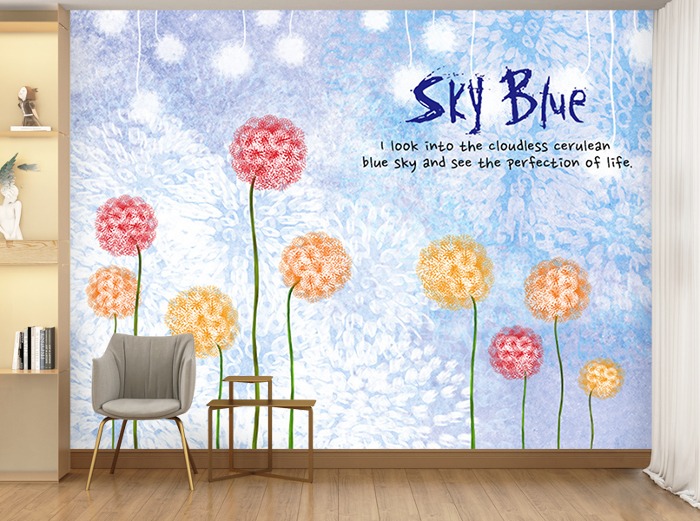 꽃-11F038-sky blue 산뜻한꽃 열매 봄 3폭(주문 제작도 가능)