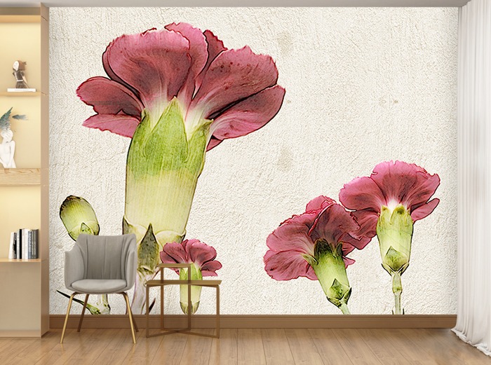 꽃 벽지-11F001-카네이션 거실 그림 3폭(주문 제작도 가능)