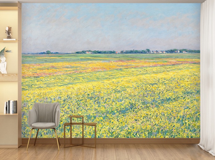 명화벽지 23p257 - 구스타브 칼리보트 Gustave Caillebotte The plain of Gennevilliers, yellow fidels 3폭(주문 제작도 가능)