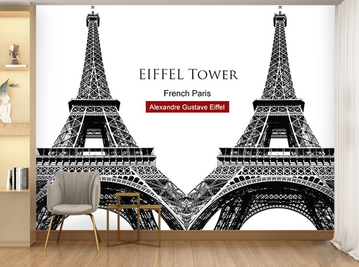 포토 벽지-09PH002-에펠타워 그림 드레스룸 3폭(주문 제작도 가능)