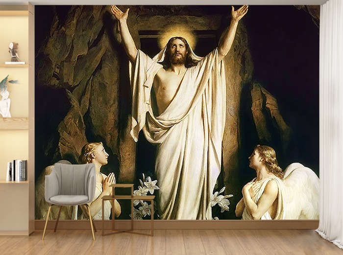 명화벽지 23p279 칼 블로흐 Carl Bloch - The Resurrection 예수님 부활 천사 성화 3폭(주문 제작도 가능)