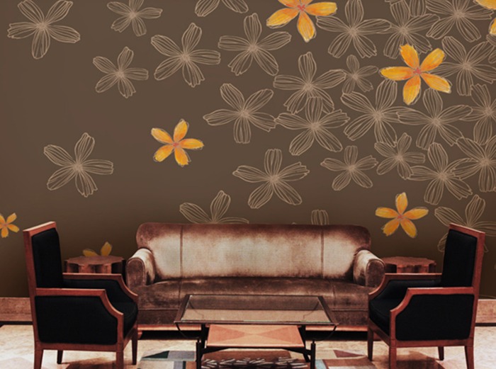 꽃 벽지-11F018-Shiny flower 패턴꽃 빈티지 3폭(주문 제작도 가능)