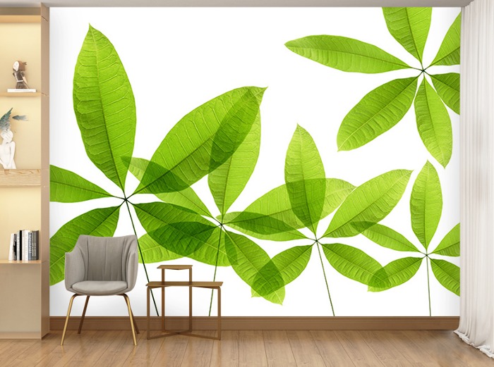 잎 벽지-07F025-나뭇잎 거실 안방 부엌 3폭(주문 제작도 가능)