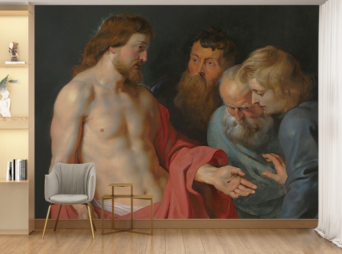 명화벽지 23p270 루벤스 Peter Paul Rubens - The Incredulity of Thomas 예수님 성화 3폭(주문 제작도 가능)