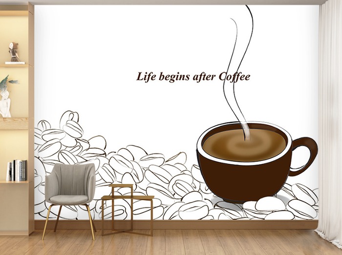 일러스트 벽지-16I019-some coffee 커피 카페 심플 3폭(주문 제작도 가능)