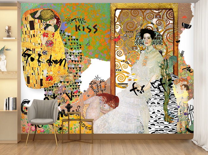 일러스트 벽지-16I036-Hommage to Klimt 빈티지 클림트 3폭(주문 제작도 가능)