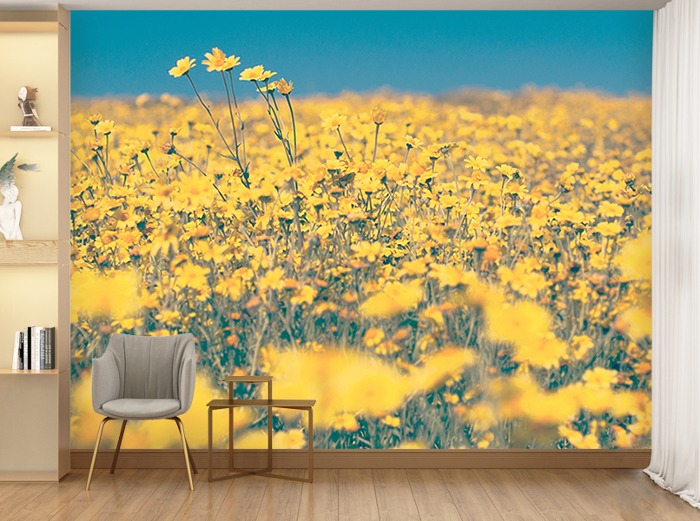 포토벽지-23ph020- 노란 꽃밭 풍경 3폭(주문 제작도 가능)