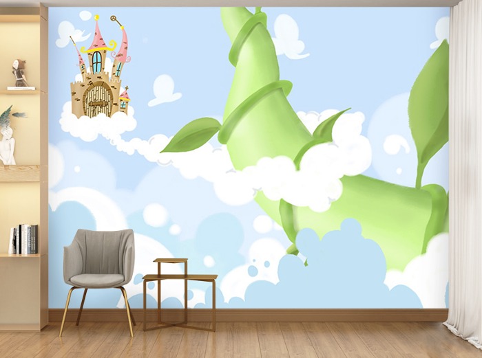 아동 벽지-10K023-동화이야기 하늘 구름 어린이집 3폭(주문 제작도 가능)