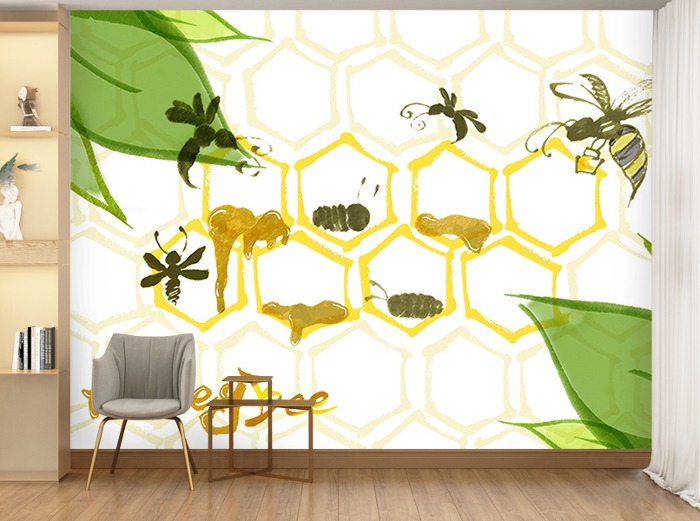 아동 벽지-10K017-꿀벌 곤충 아이방 동화 3폭(주문 제작도 가능)