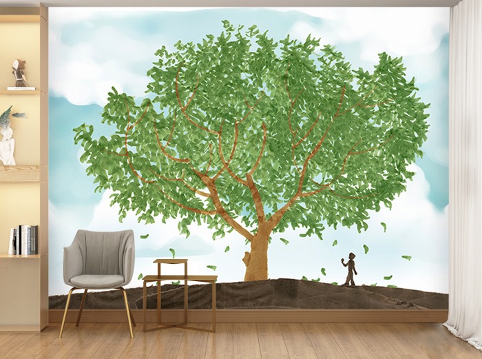 아동 벽지-10K013-나무 아이방 거실 3폭(주문 제작도 가능)