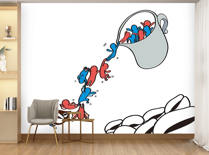 캐릭터 벽지-COS-13I017 커피콩 3폭(주문 제작도 가능)