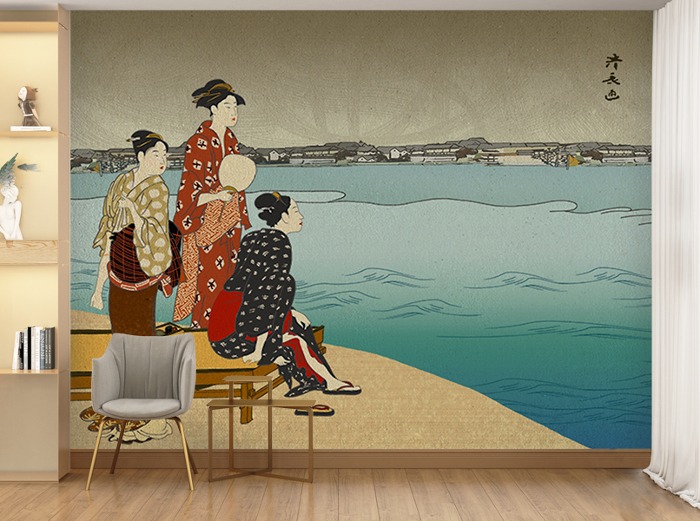 일본화 벽지 18O010 (토리 키요나가) 세 여인 3폭(주문 제작도 가능)