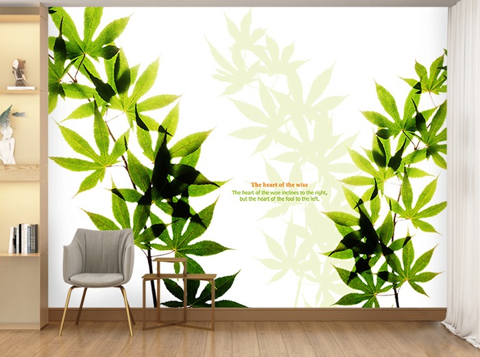 꽃 벽지-08F026-초록단풍 녹색 연두색 자연 3폭(주문 제작도 가능)