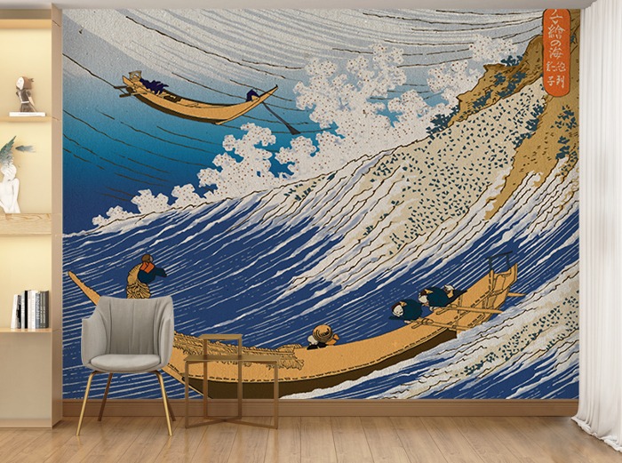 일본화 벽지 18O006 우키요에의 바다2 3폭(주문 제작도 가능)