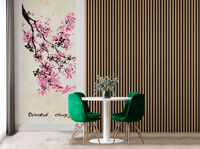 나무 벽지 10F015-3 꽃나무 꽃 핑크색 봄 1폭(주문 제작도 가능)