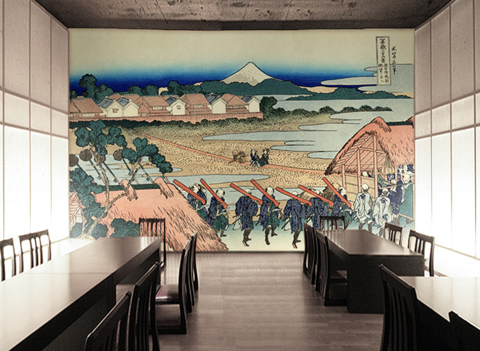 일본화 벽지 (가츠시카 호쿠사이) 17O013 일식집 판화 3폭(주문 제작도 가능)