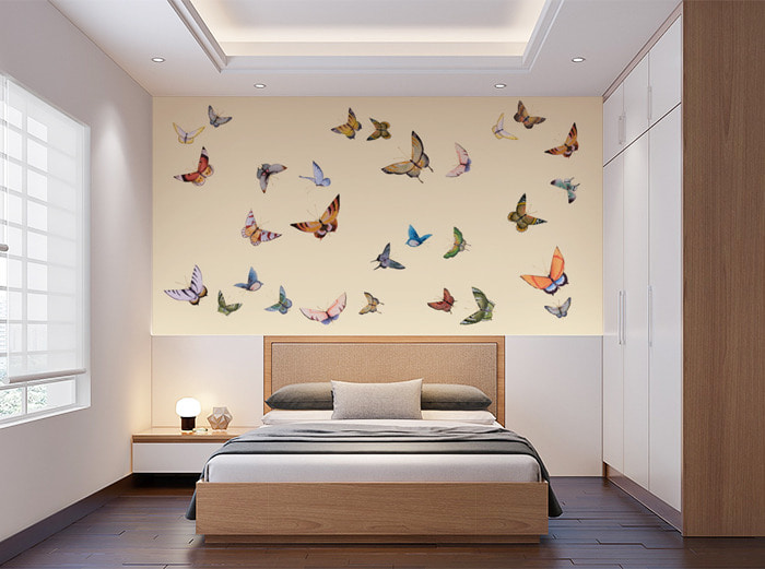 동양화 벽지-09O001-나비들 거실 침실 전통인테리어 3폭(주문 제작도 가능)