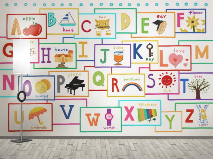 아동 벽지-09K013-교육 알파벳 영어 어린이집 3폭(주문 제작도 가능)