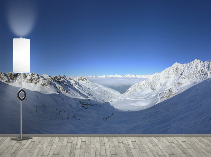 포토 벽지-20PH033 설산 스키 눈 풍경 겨울 3폭(주문 제작도 가능)