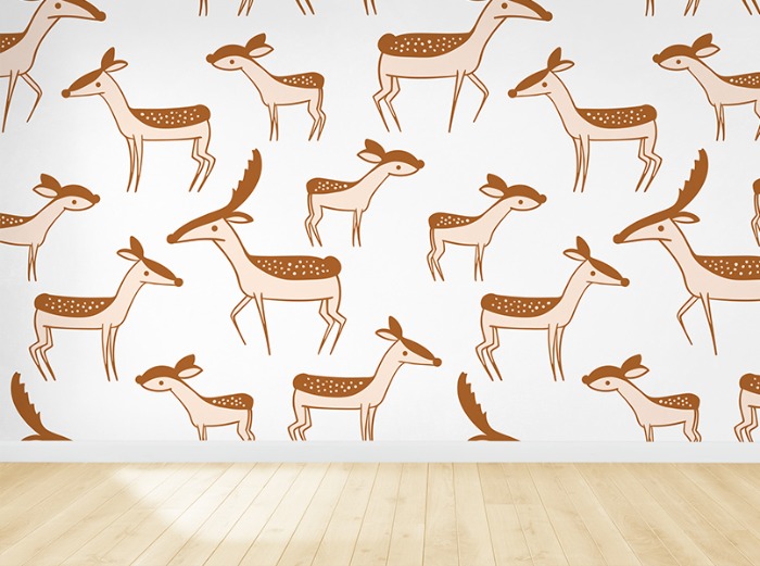 패턴벽지- 22PT007- 귀여운 사슴 동물 아이방 꾸미기 3폭(주문 제작도 가능)