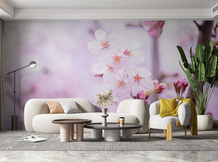 포토벽지 - 22PH016- 봄 벚꽃 핑크 블라썸 나무 3폭(주문 제작도 가능)