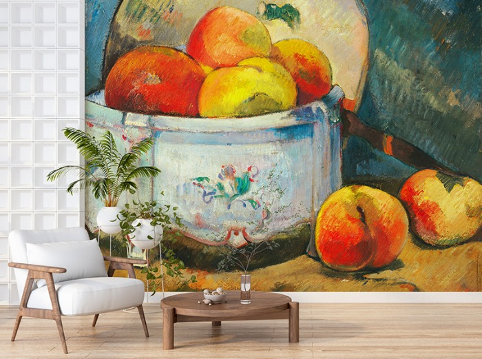 명화벽지 23p180 - Paul Gauguin 폴 고갱 Still Life with Peaches 정물 복숭아 3폭(주문 제작도 가능)