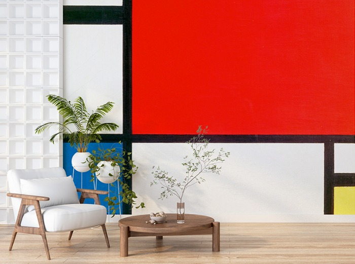 명화벽지 23p239 -  Piet Mondrian 피트 몬드리안 Composition II in Red, Blue, and Yellow 빨강 파랑 노랑의 구성 II 모던 심플 추상 3폭(주문 제작도 가능)
