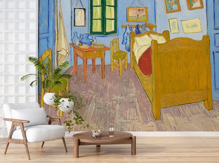 명화벽지 23p216 - Vincent van Gogh 빈센트 반 고흐 The Bedroom 고흐의 방 침실 집 풍경 3폭(주문 제작도 가능)