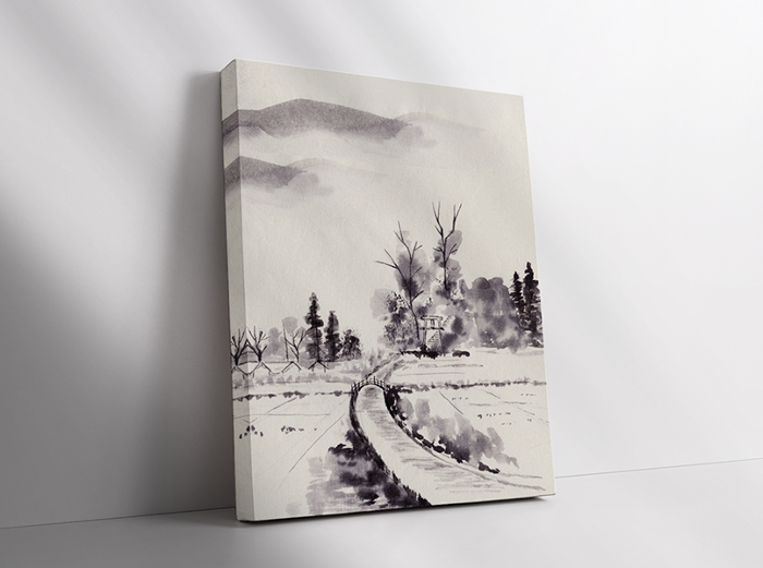 캔버스 액자(직사각)-18o012AF 흑백 수묵화 풍경