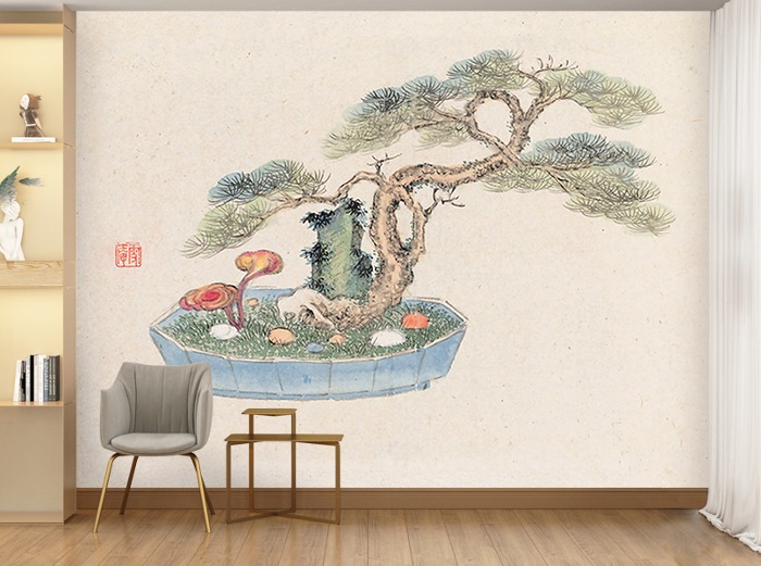 일본화 벽지 23o055 Bonsai kabenzu - Pl.01 인테리어 3폭(주문 제작도 가능)