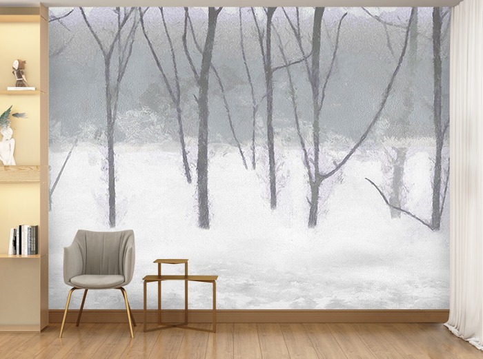 나무 벽지-11F054-Winter tree 겨울나무 겨울 설경 3폭(주문 제작도 가능)
