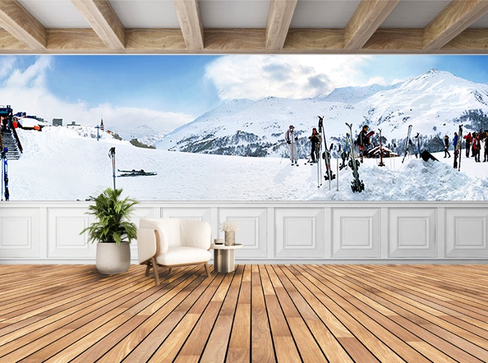 와이드 벽지 - 17PH1090 resort 리조트 포토 설경 눈 풍경 겨울 8폭 9폭(주문 제작도 가능)
