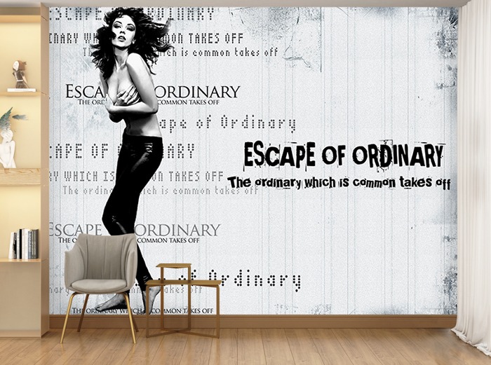 일러스트 벽지-11I049-escape of ordinary 흑백그림 3폭(주문 제작도 가능)