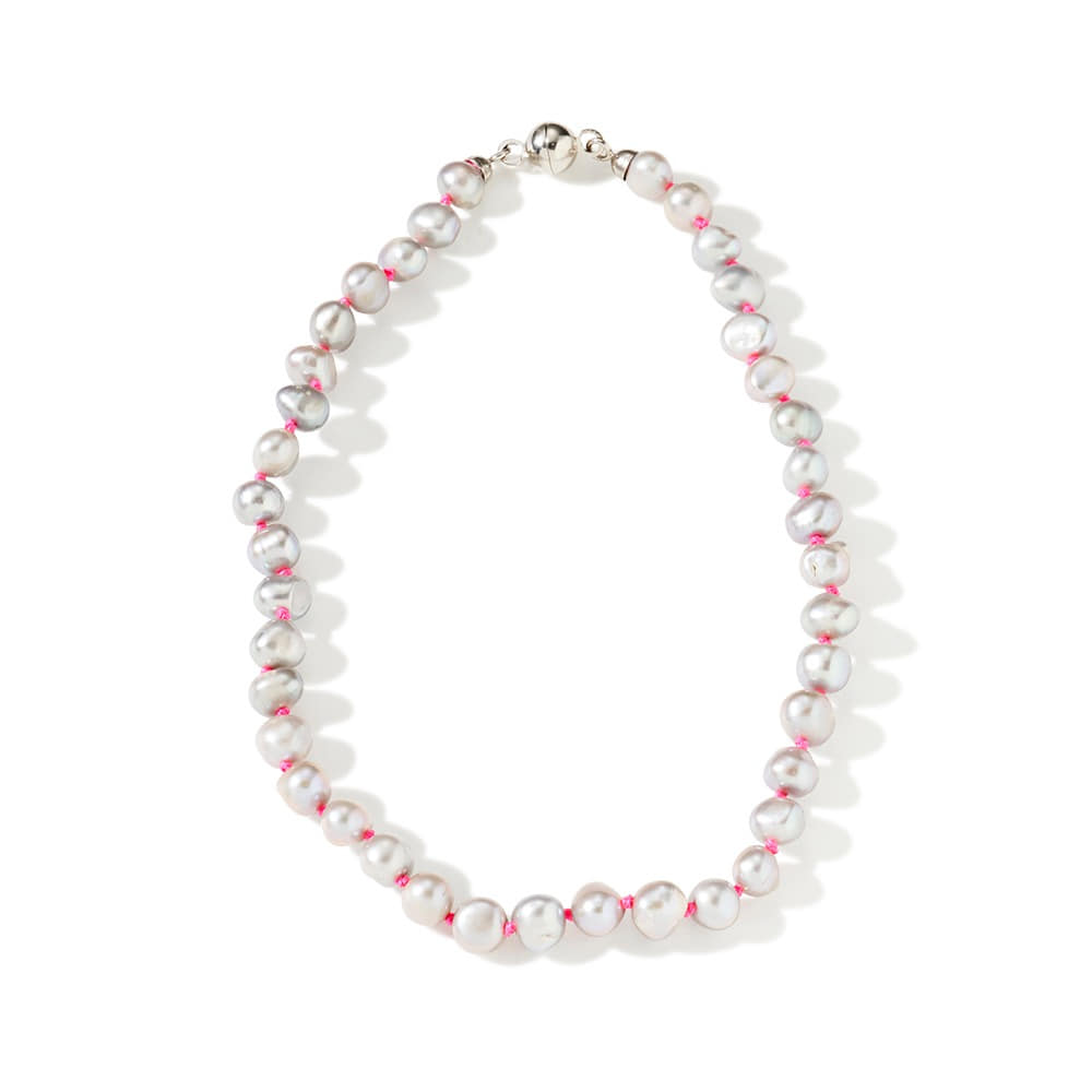 [Barocca] Perla Gray Pink Thread Necklace