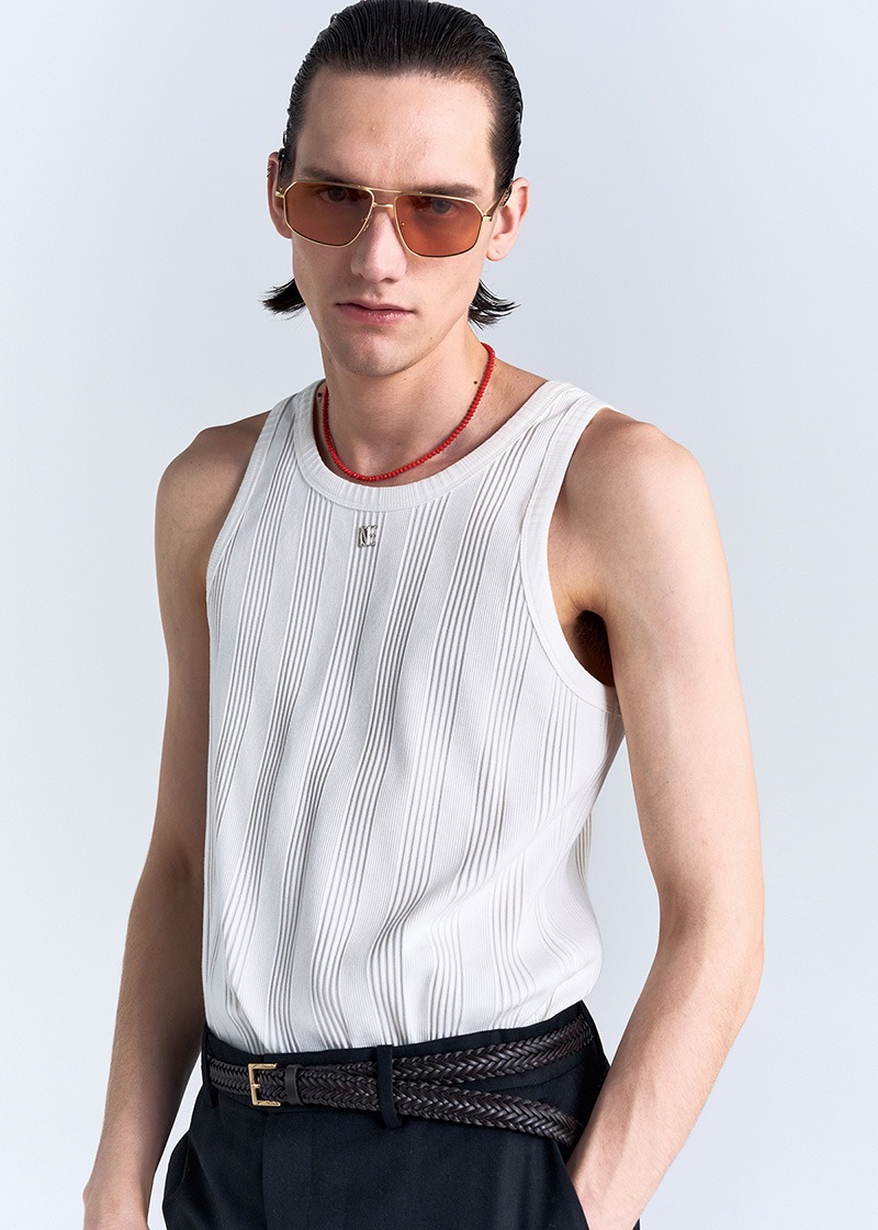 【NOICE】 M RIBBED SLEEVELESS TOP /追跡付 M RIBBED SLEEVELESS TOP - WHITE - NOICE