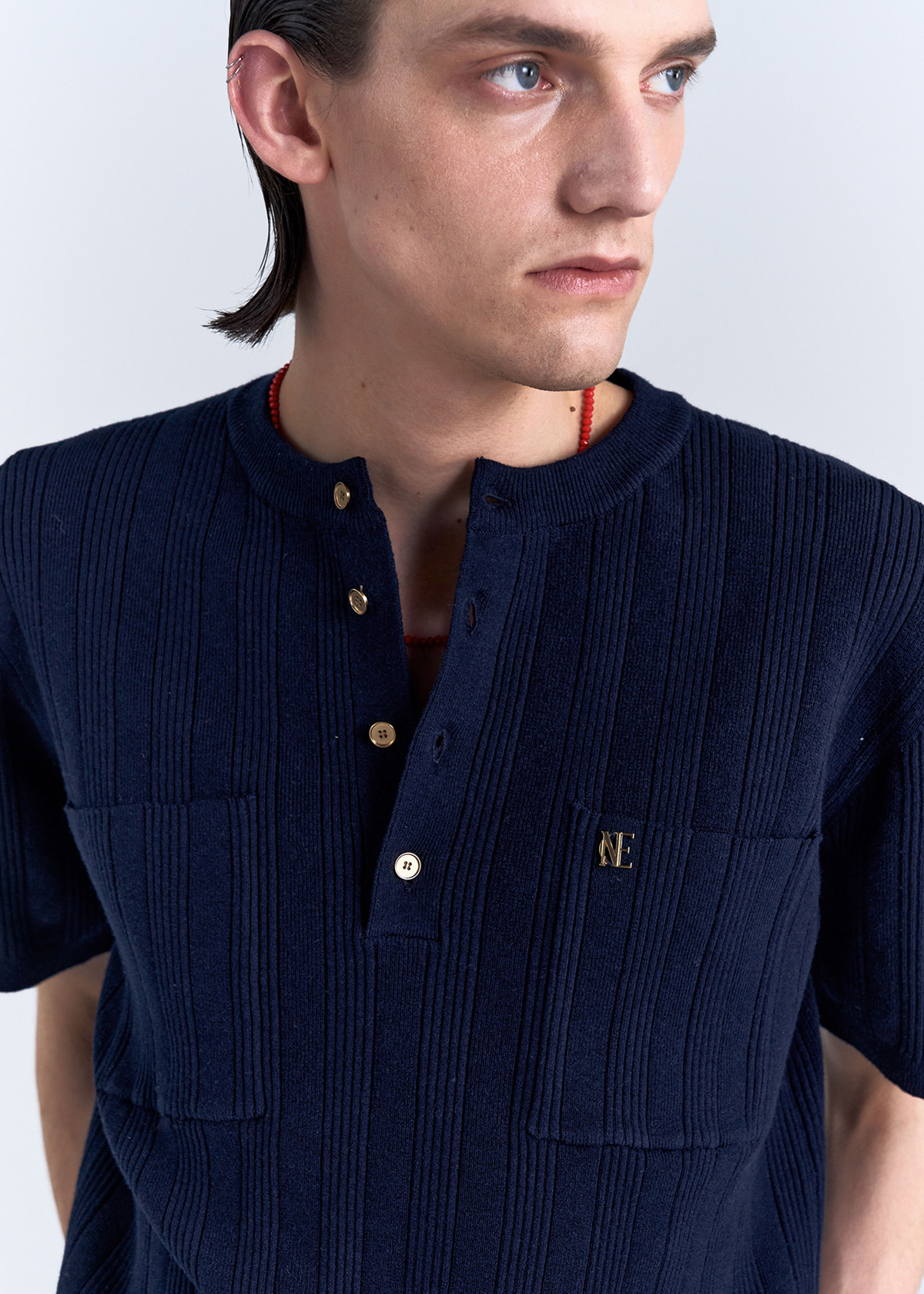 【NOICE】 HENLEY CASHMERE BLEND KNIT TOP / 追跡付 NOICE】 HENLEY CASHMERE BLEND KNIT TOP / 追跡付