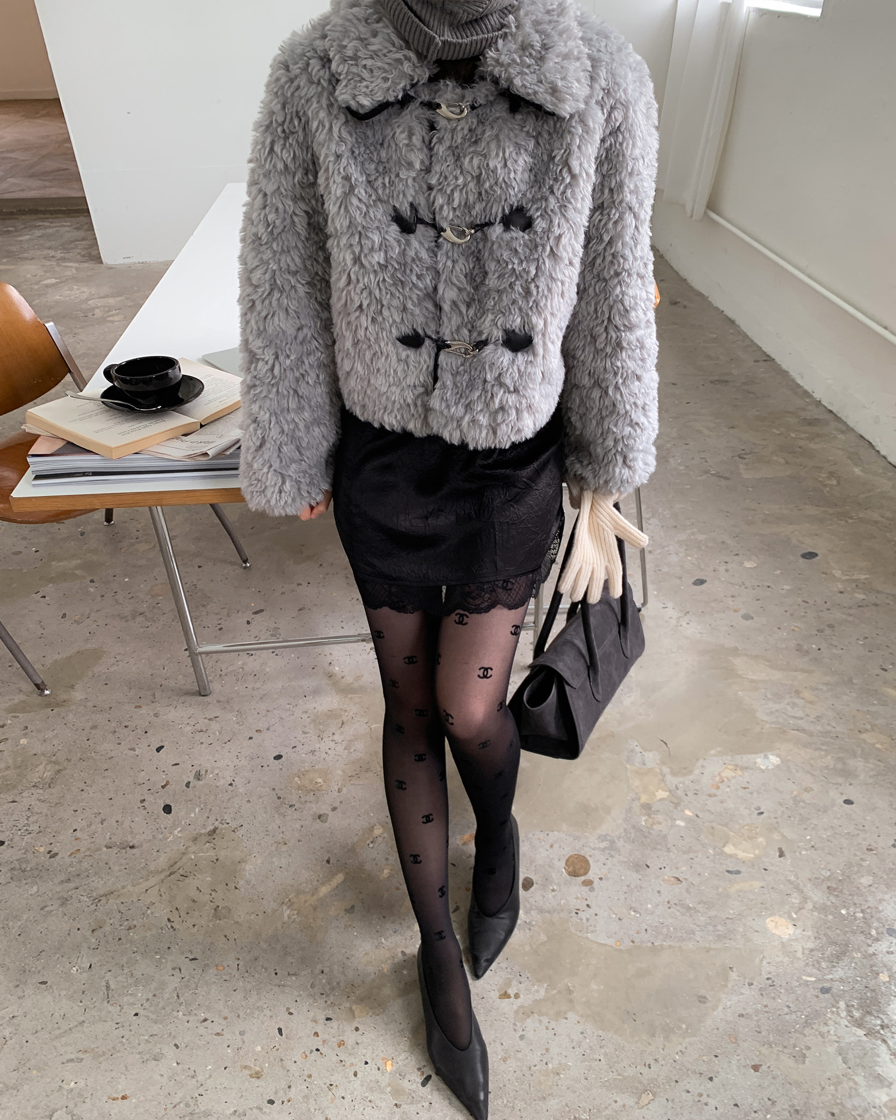Bébé Fur Shearing Jacket [GREY] - noirnine