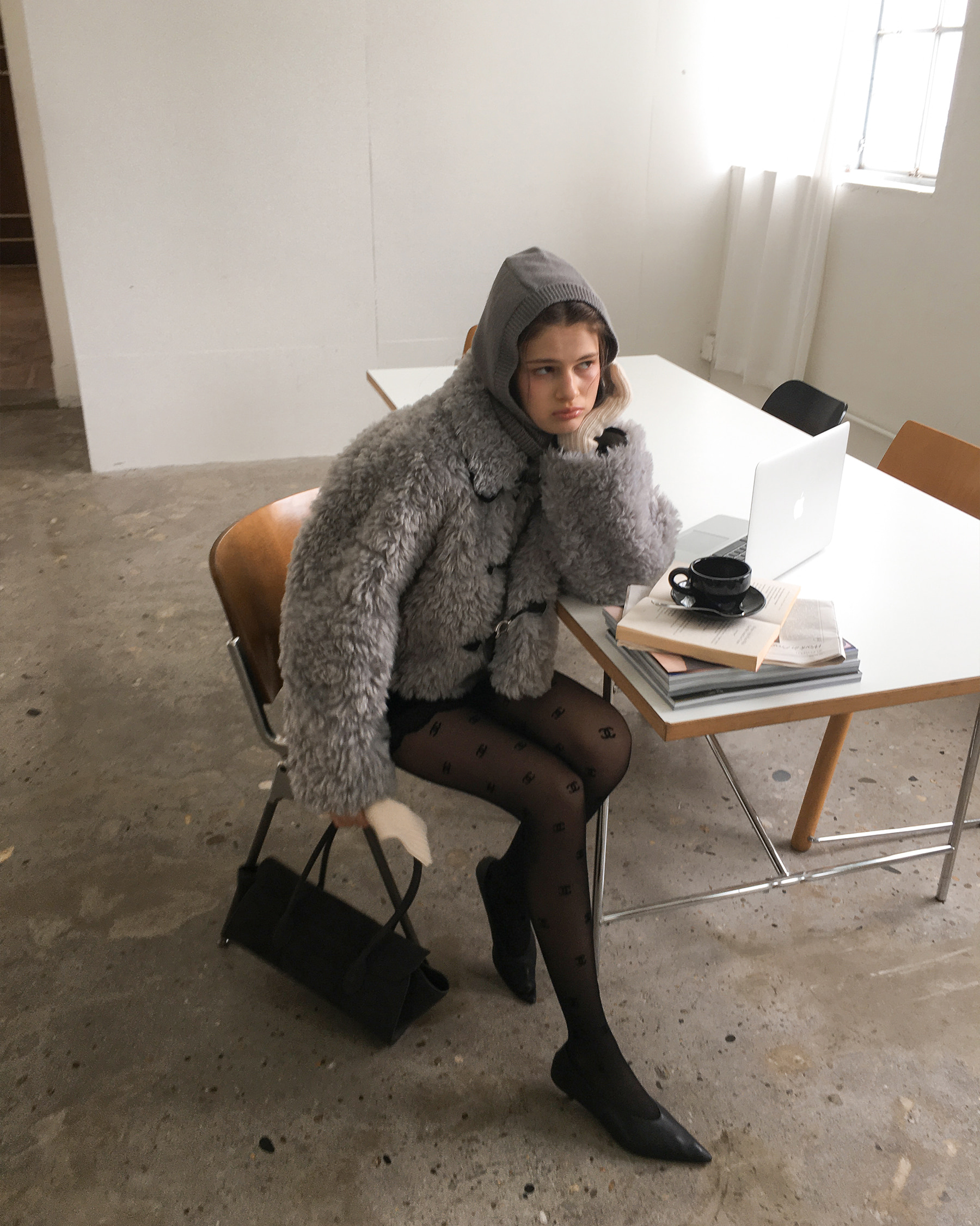 Bébé Fur Shearing Jacket [GREY] - noirnine